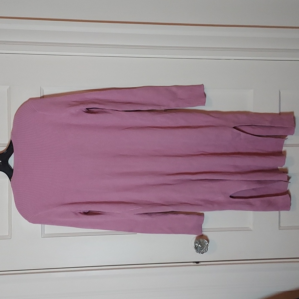 525 America Ribbed Knit Duster Sweater Dusty Lilac Large - Picture 9 of 11